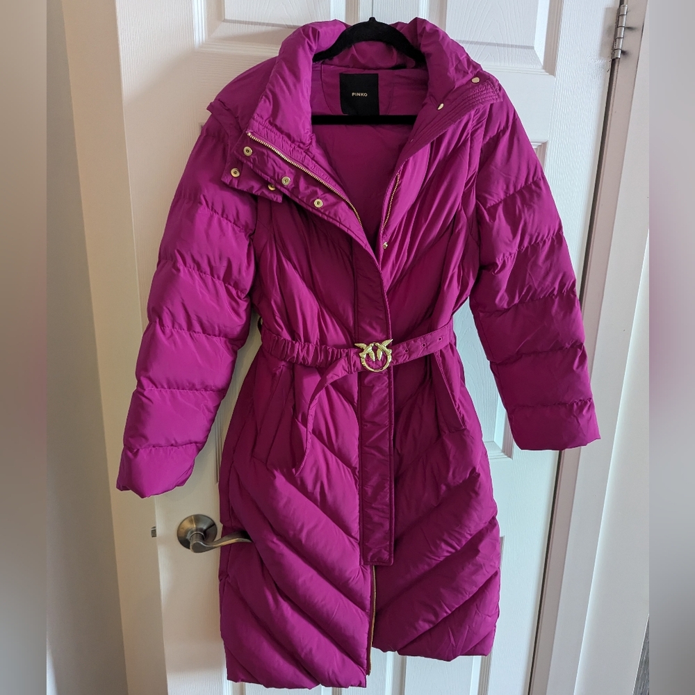 Pinko knee length fuchsia/pink coat